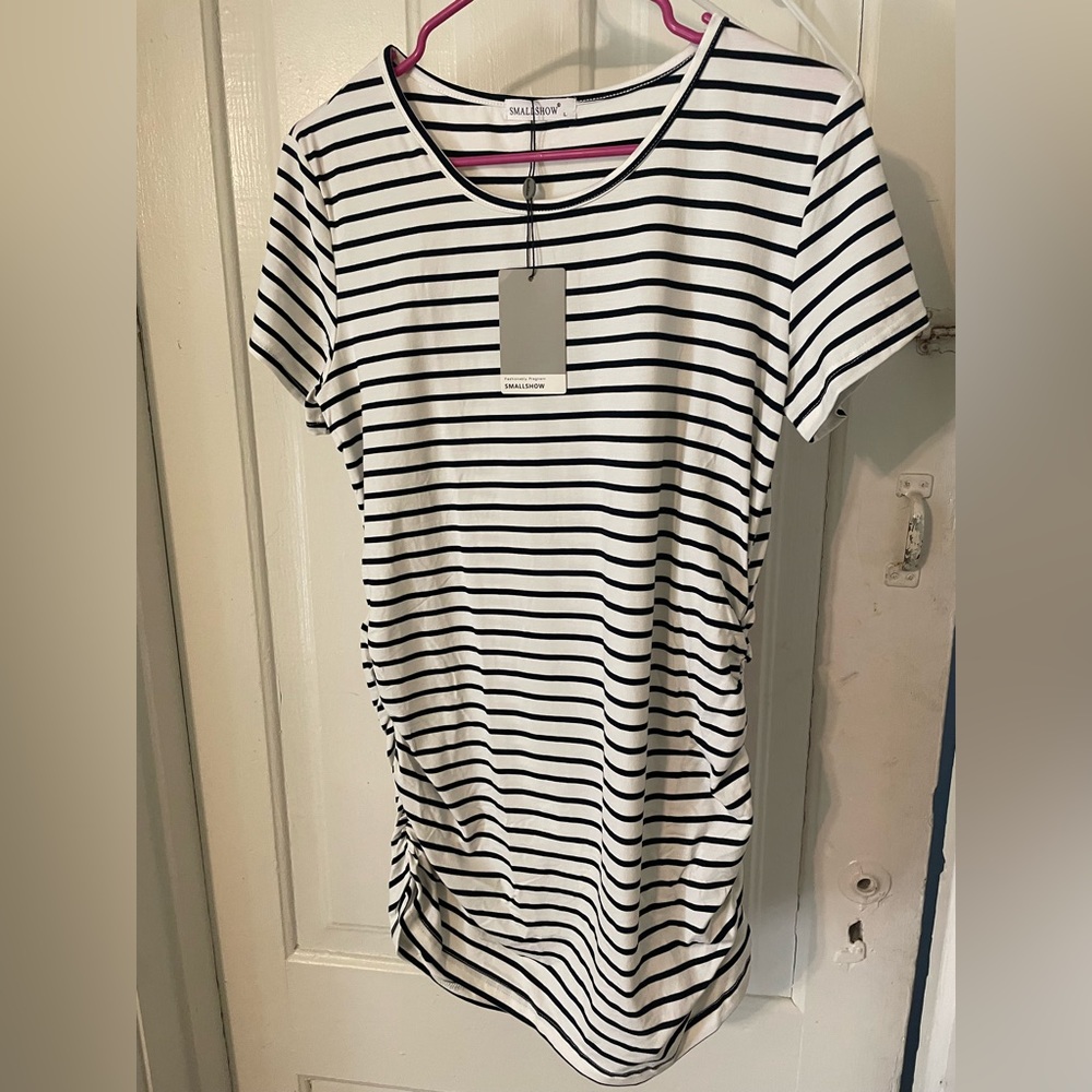 Black and white striped maternity top